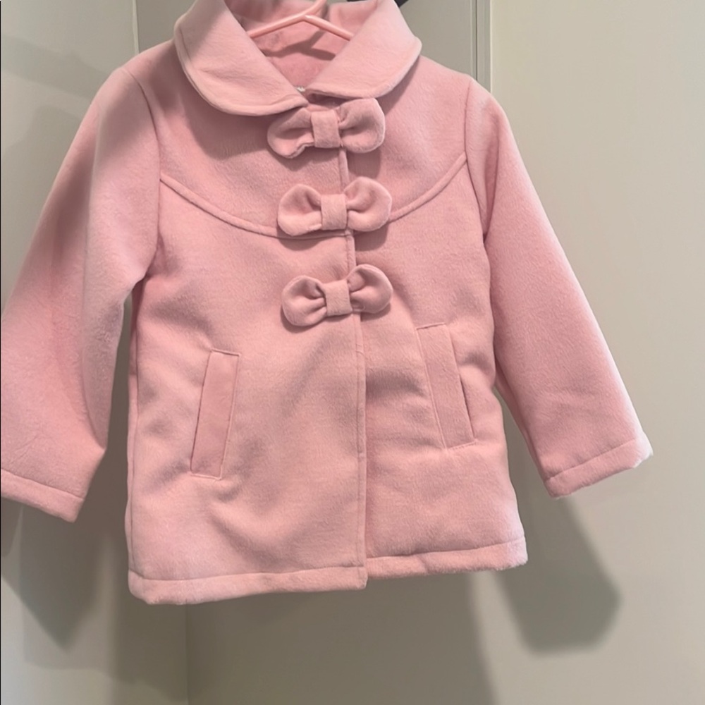 Pink Kids Coat with Bow Accents